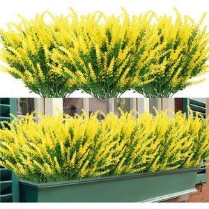 Artificial Outdoor Lavender Flowers 12 Bundles No Fade UV Resistant Fake Plastic